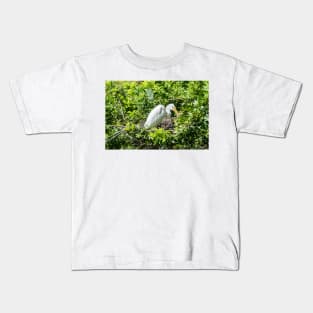 Nesting Great egret Kids T-Shirt